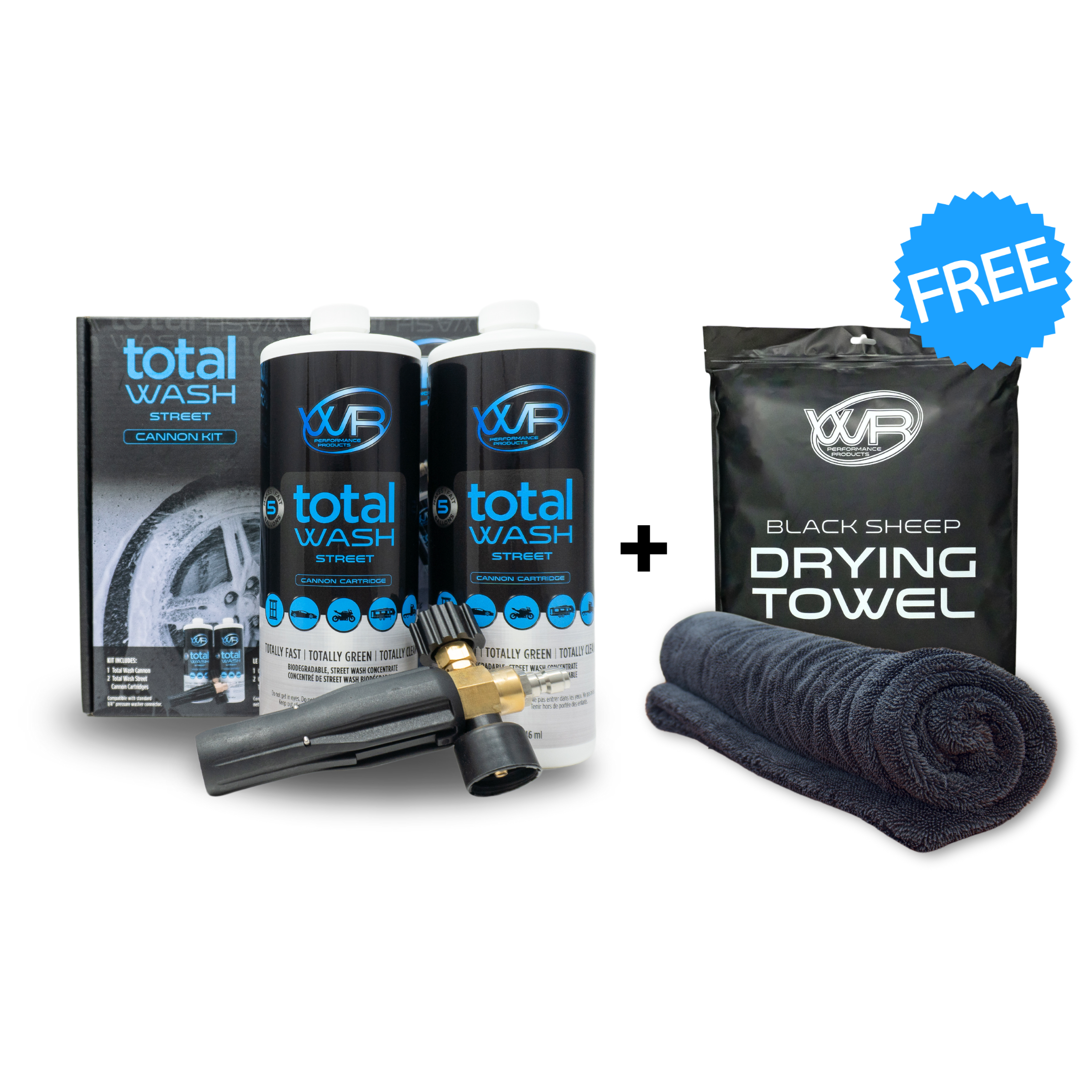 Total Wash Street Cannon Kit + Drying Towel Bundle
