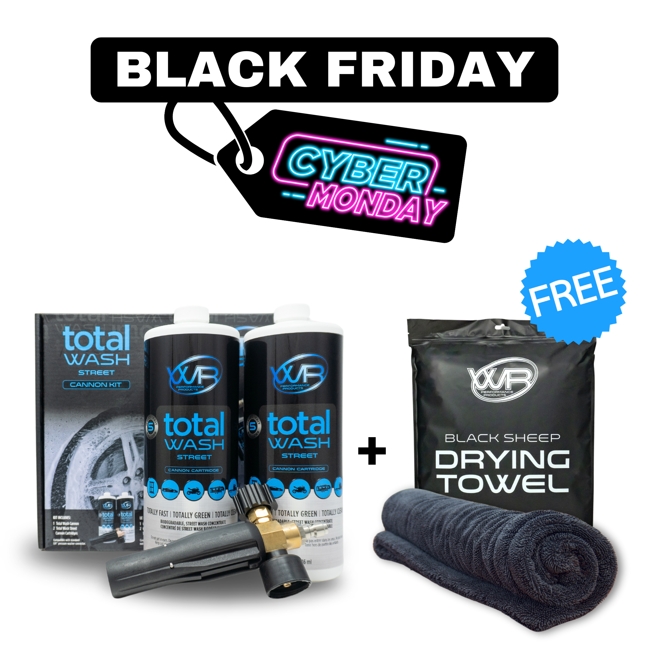 Total Wash Street Cannon Kit + Drying Towel Bundle