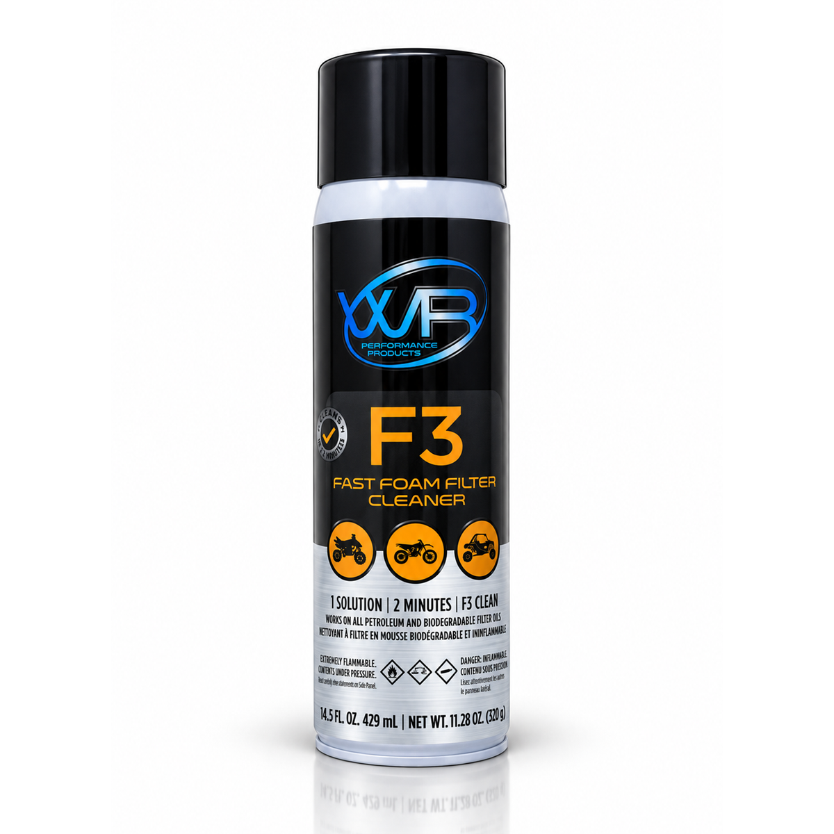 WR Performance F3 Fast Foam Filter Cleaner spray for ATV, dirt bike and UTV foam air filters