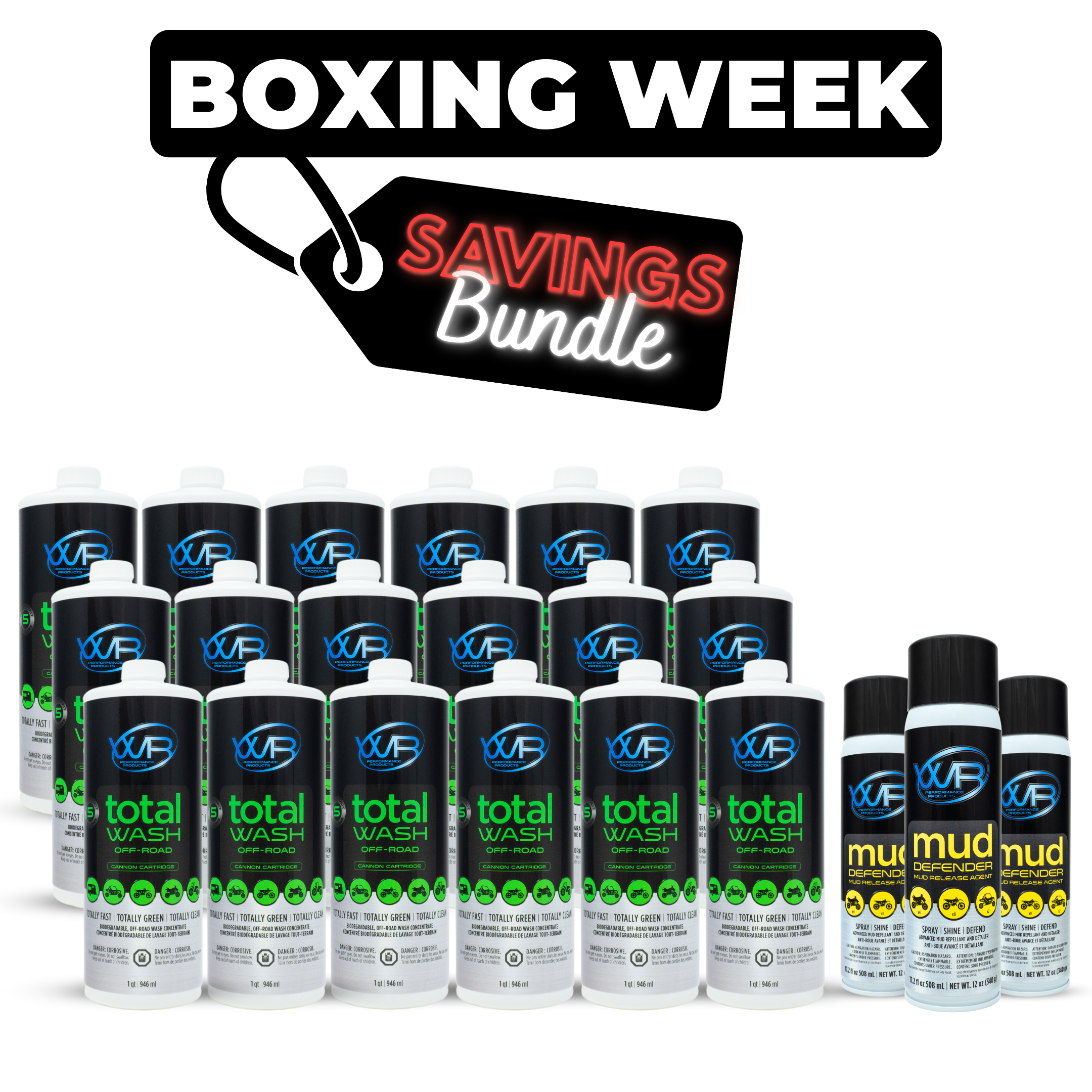 18 Pack of Total Wash Offroad Cartridges and 3 Pack of Mud Defender Bundle