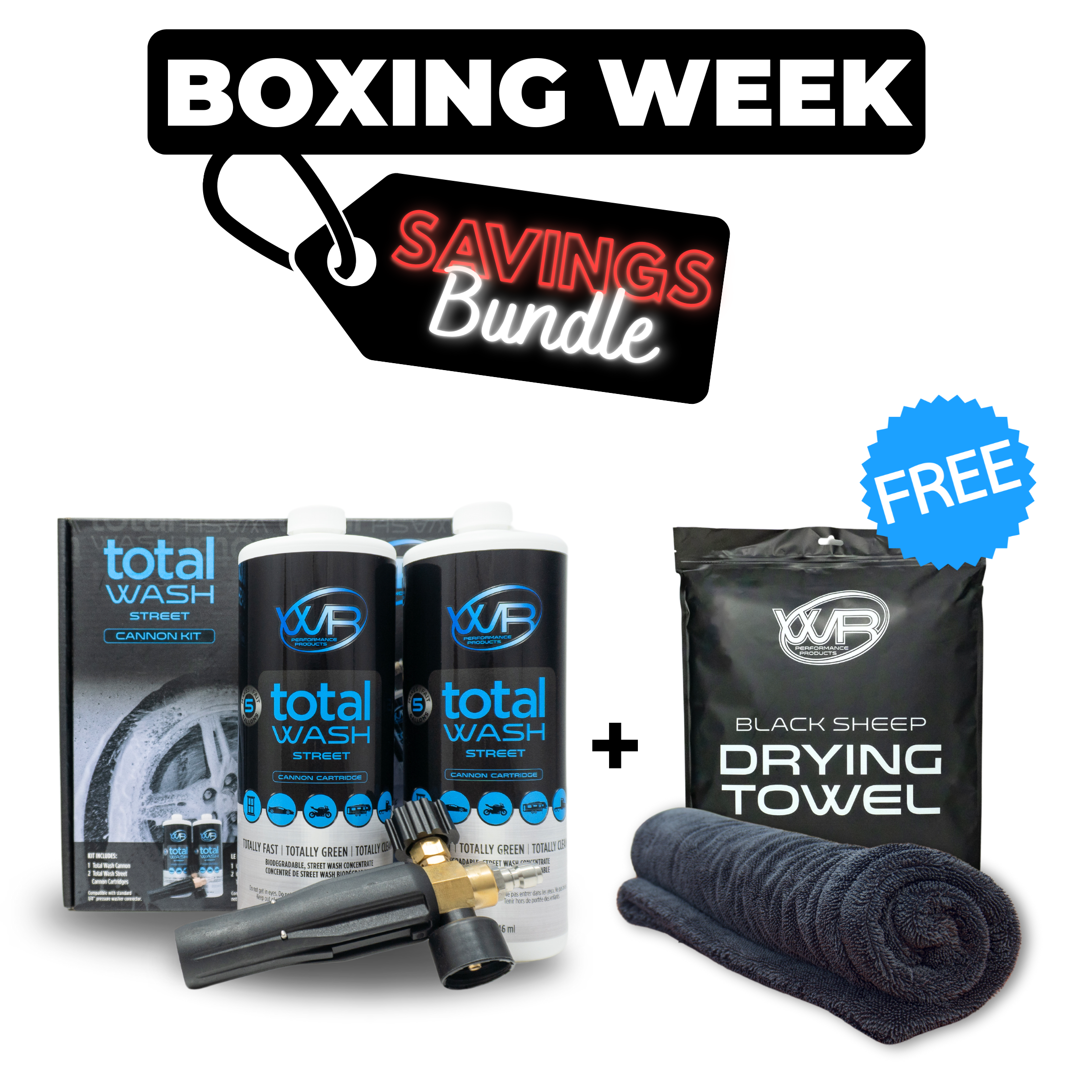 Total Wash Street Cannon Kit + Drying Towel Bundle