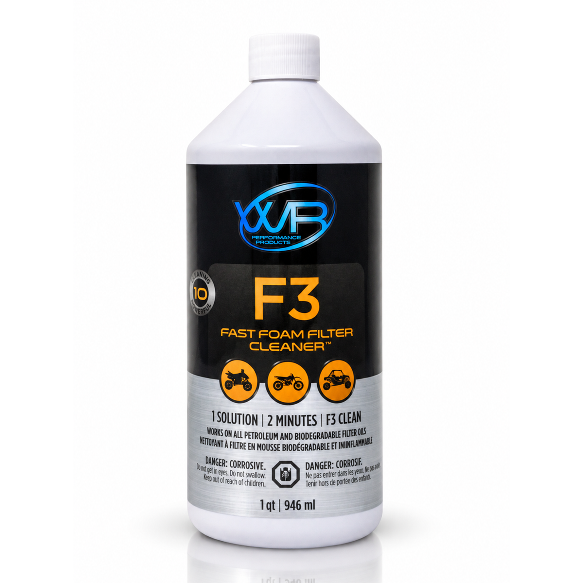 WR Performance F3 Fast Foam Filter Cleaner 1-quart refill for ATV, dirt bike and UTV foam air filters
