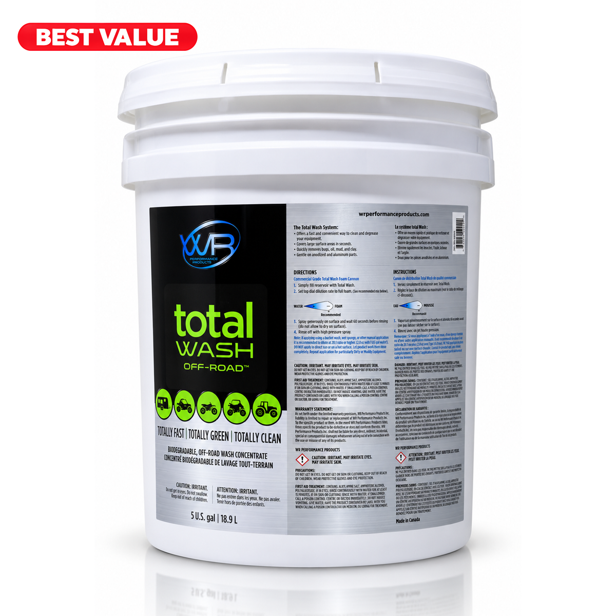 Total Wash Off-Road 5-gallon biodegradable wash concentrate for tractors, agricultural equipment, heavy machinery, ATVs and UTVs