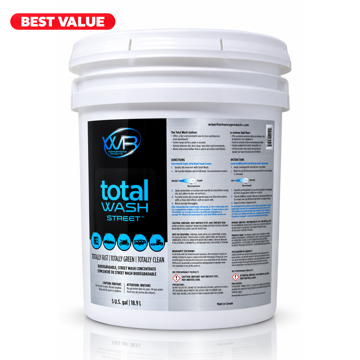 Total Wash Street 5-gallon biodegradable vehicle wash concentrate for cars, trucks, motorcycles, RVs, trailers and fleet vehicles