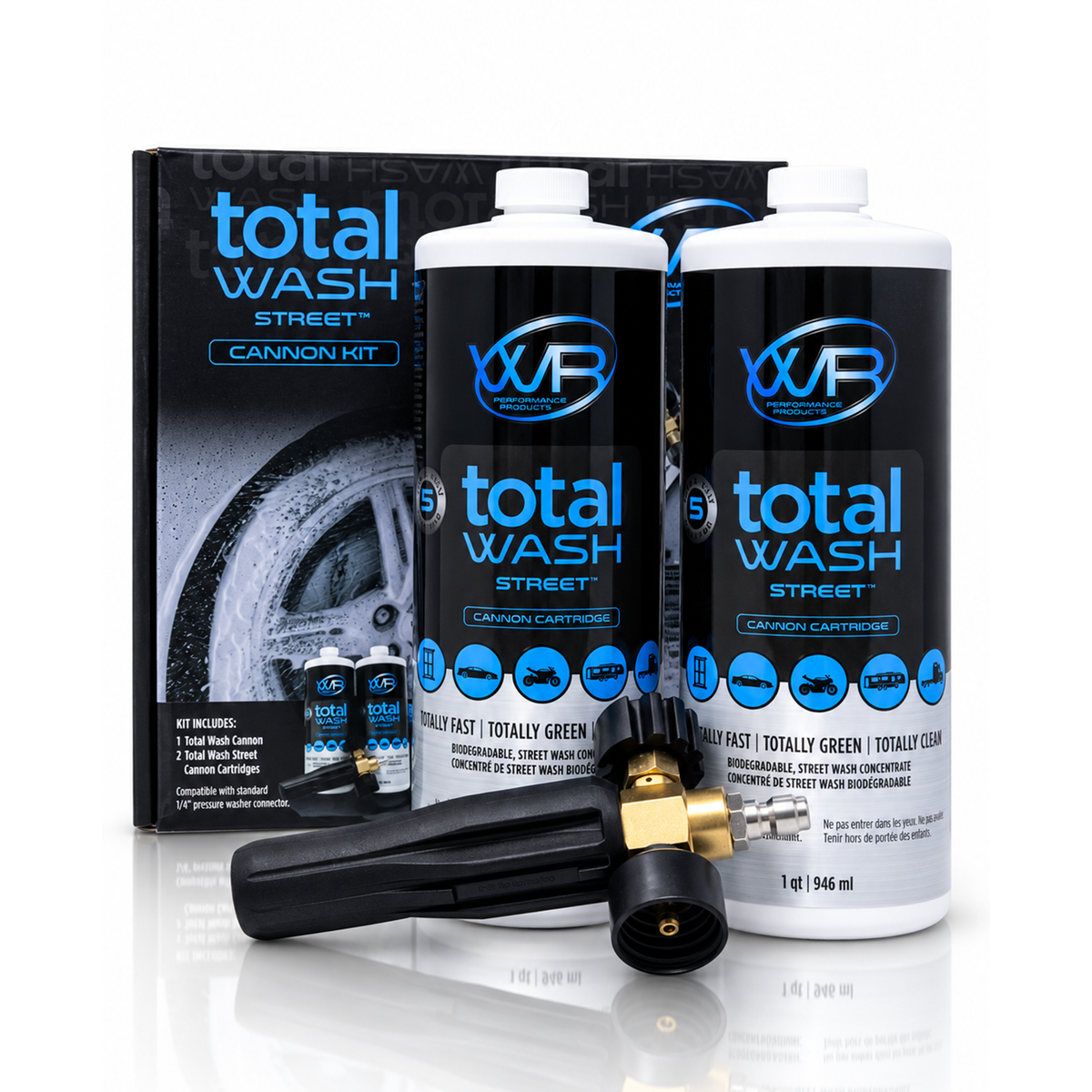 WR Performance Total Wash Street Cannon Kit with pressure washer foam cannon and two Street wash cartridges